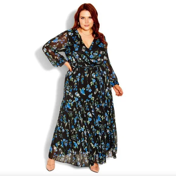 City Chic | Dresses | Nwt City Chic Maxi Blue Blossom L 2 2x | Poshmark